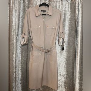 Sharagano Lepore Shirtdress - Tan - Size 12